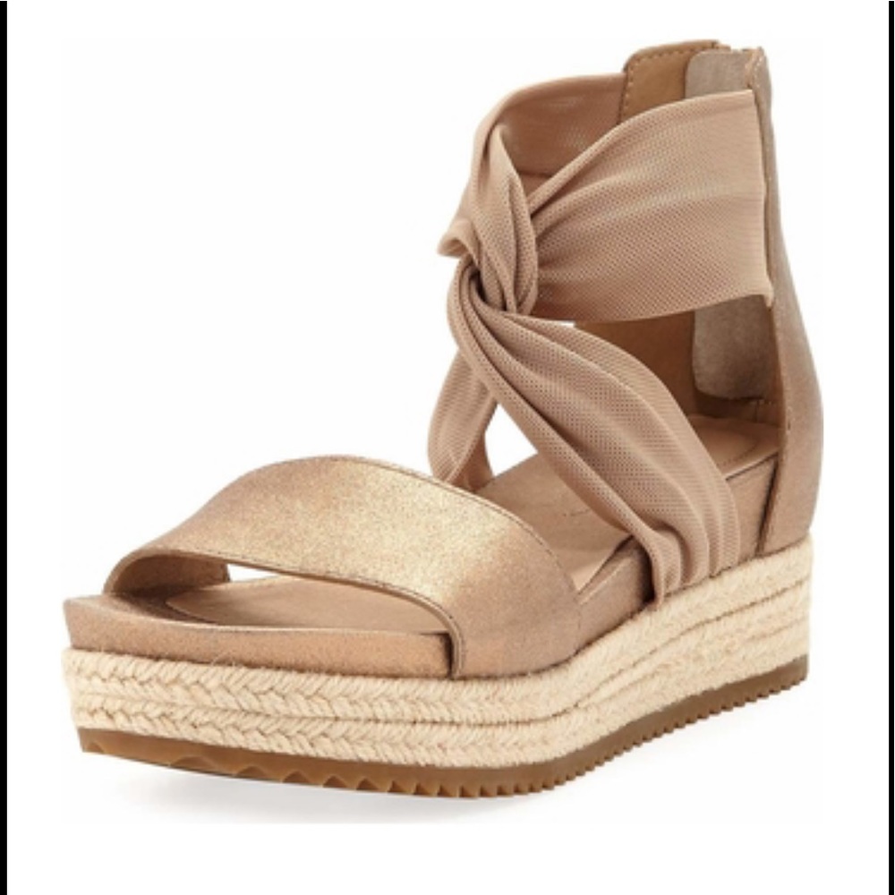 NWT Eileen Fisher Zoe Metallic Leather Sandlas